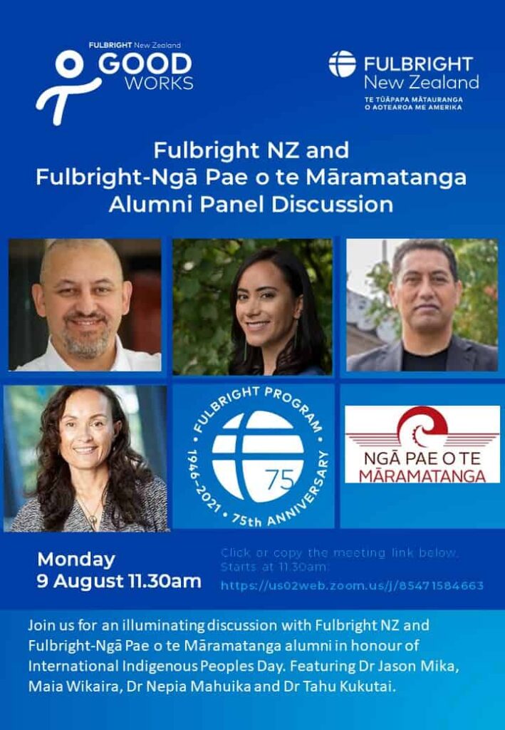 Fulbright NZ and Fulbright-Ngā Pae o te Māramatanga Panel Discussion promotional poster