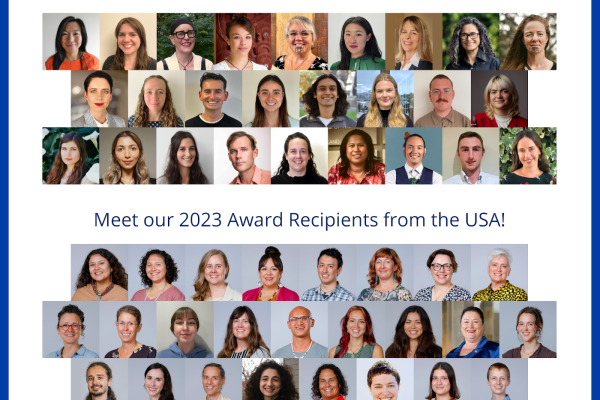 Poster image containing photos of all the 2023 Fulbright NZ Grantees from both NZ and the USA
